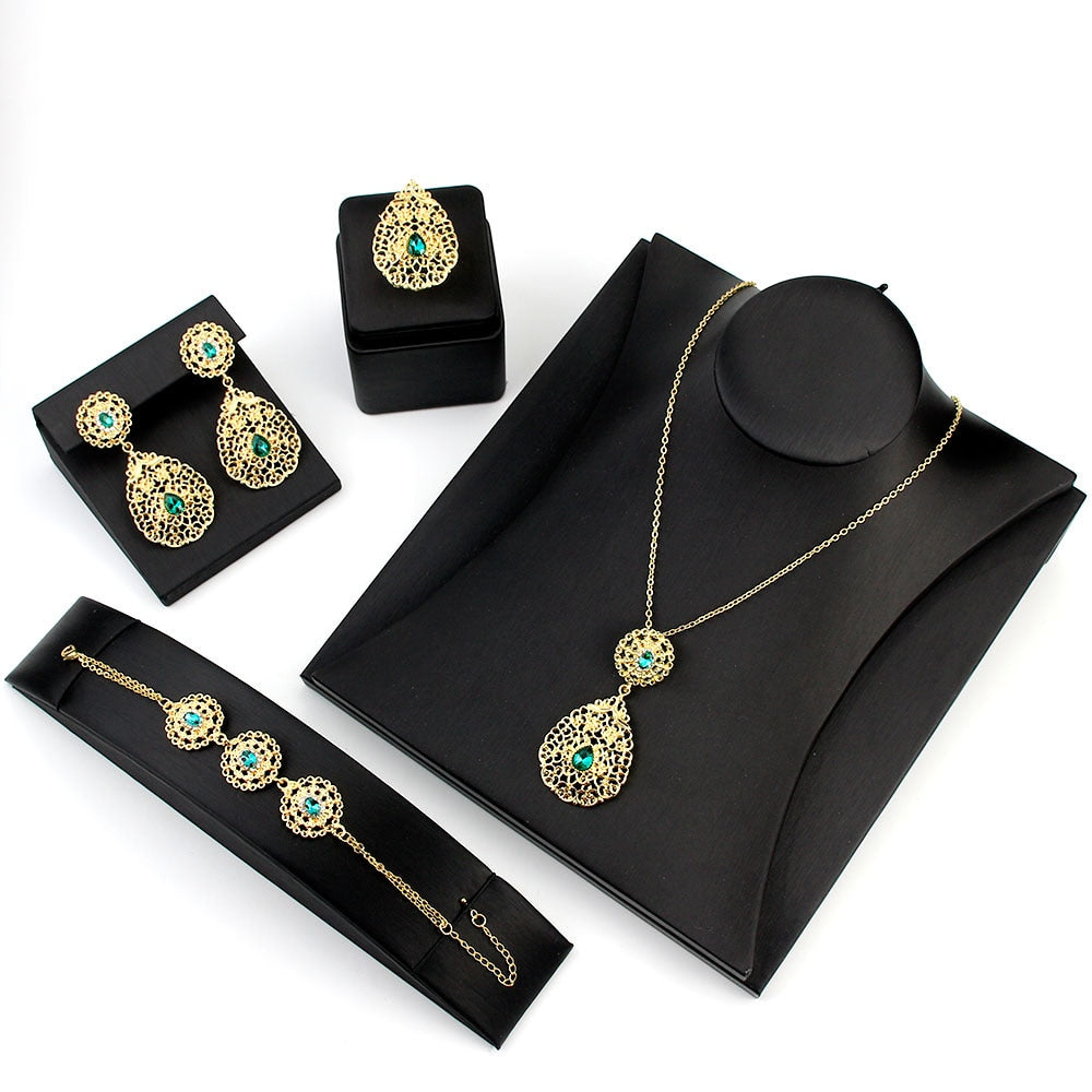 Morocco Algerian Earring Necklace Ring Bracelet Gold Color  Jewelry Sets