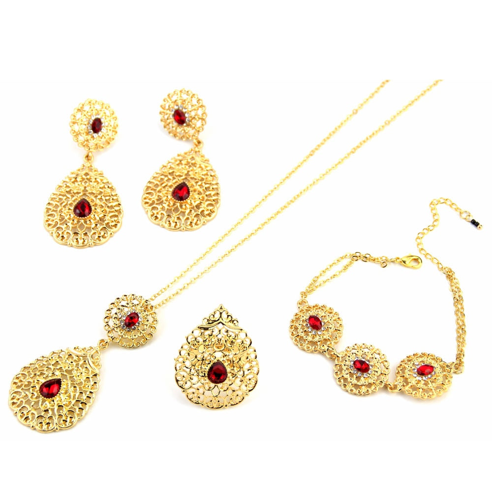 Morocco Algerian Earring Necklace Ring Bracelet Gold Color  Jewelry Sets
