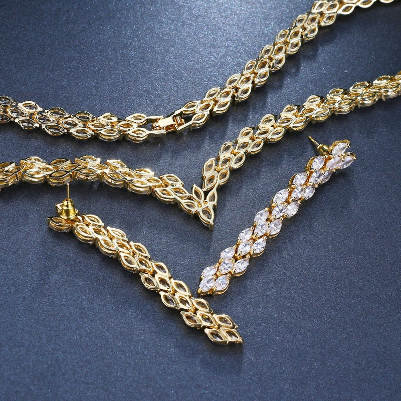 Exquisite Cubic Zirconia Wedding Party Jewelry Set