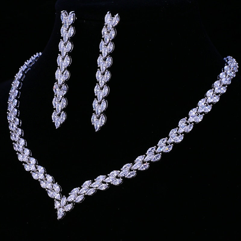 Exquisite Cubic Zirconia Wedding Party Jewelry Set