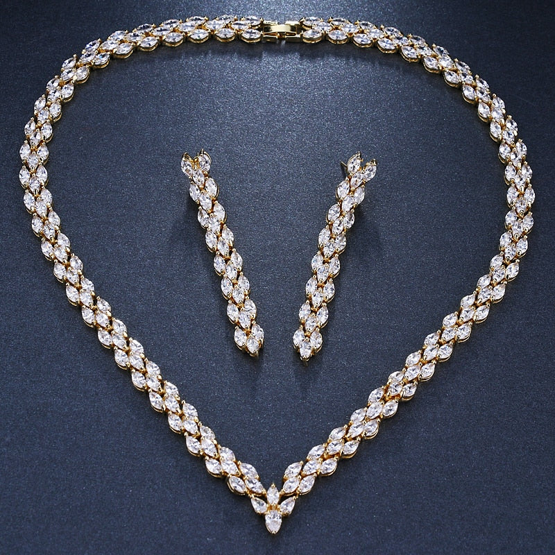 Exquisite Cubic Zirconia Wedding Party Jewelry Set