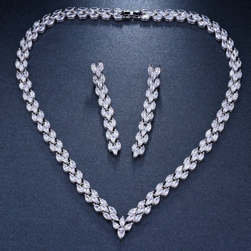 Exquisite Cubic Zirconia Wedding Party Jewelry Set