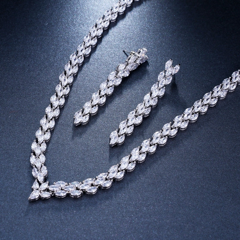Exquisite Cubic Zirconia Wedding Party Jewelry Set