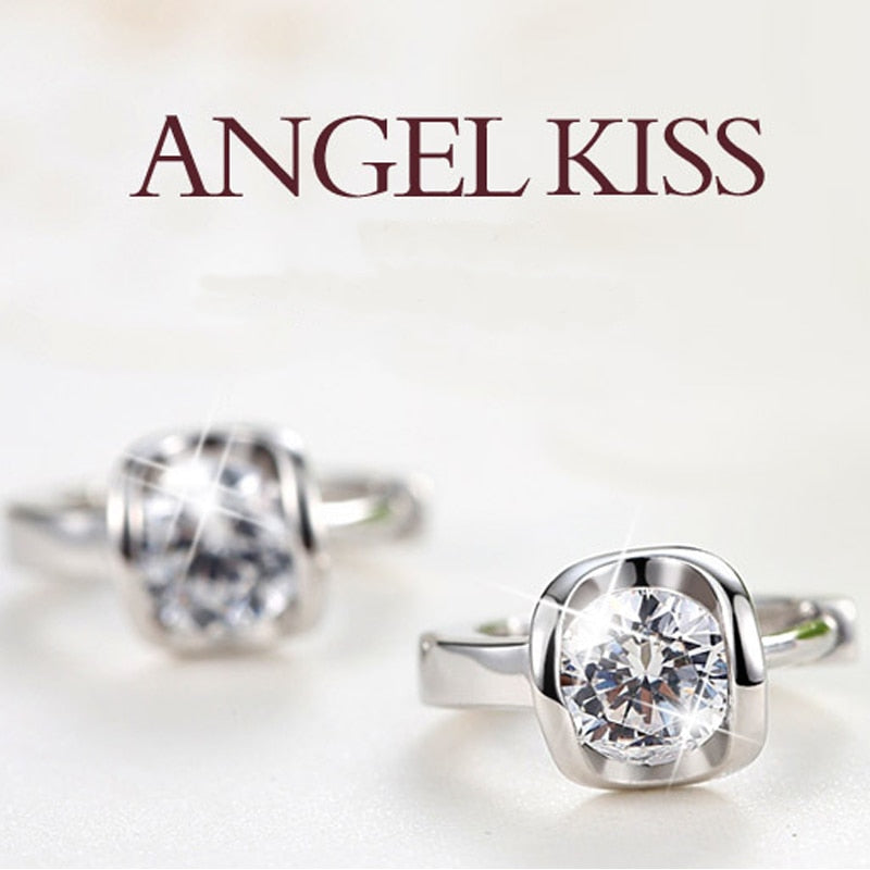Korean Style Angel Kiss Cubic Zirconia Silver Color Earring