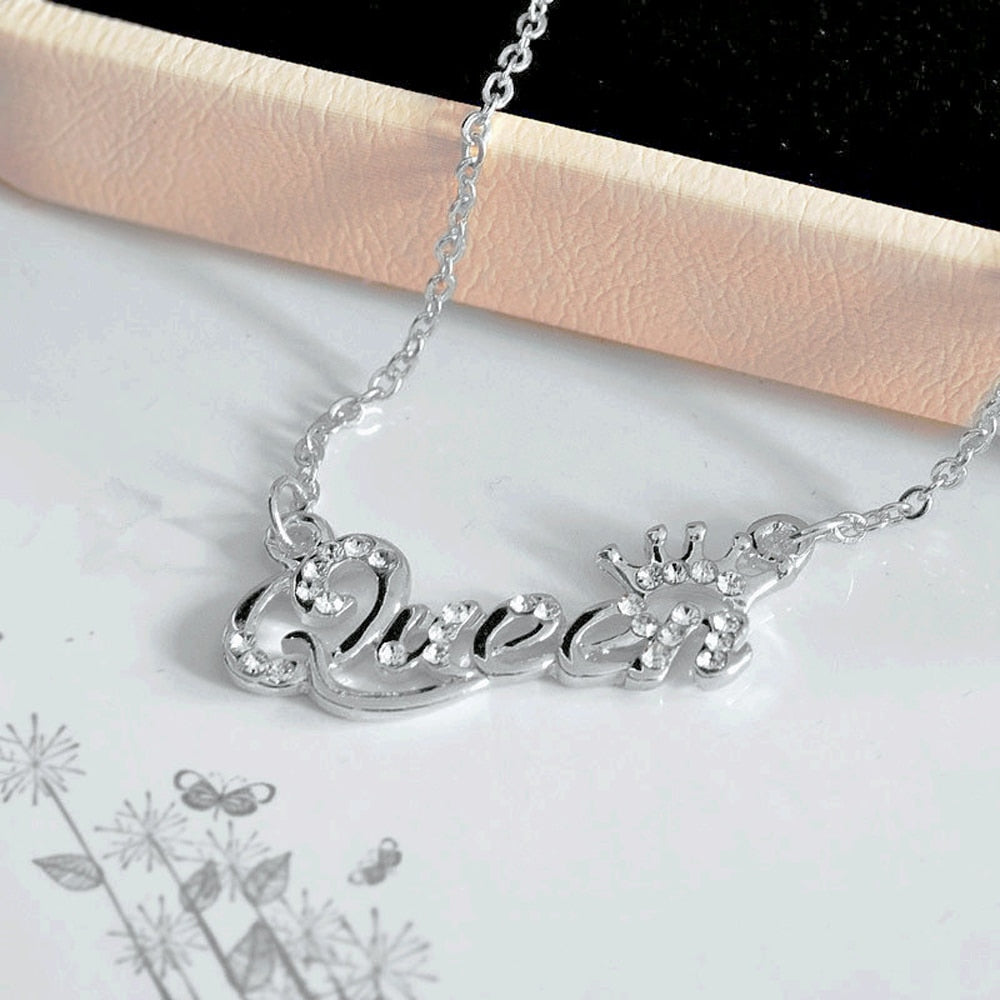 New Fashion Luxury Gold-Color Queen Crown Chain Necklace