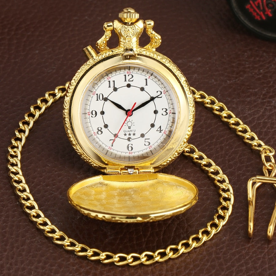 Retro Motorcycle CAR Pattern Quartz Pocket Watch