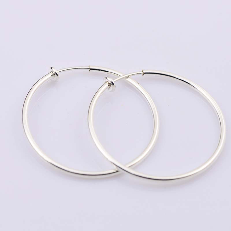 Non-Pierced Hoop Earrings Houndstooth Goth Fake Clip-On Circle Earrings