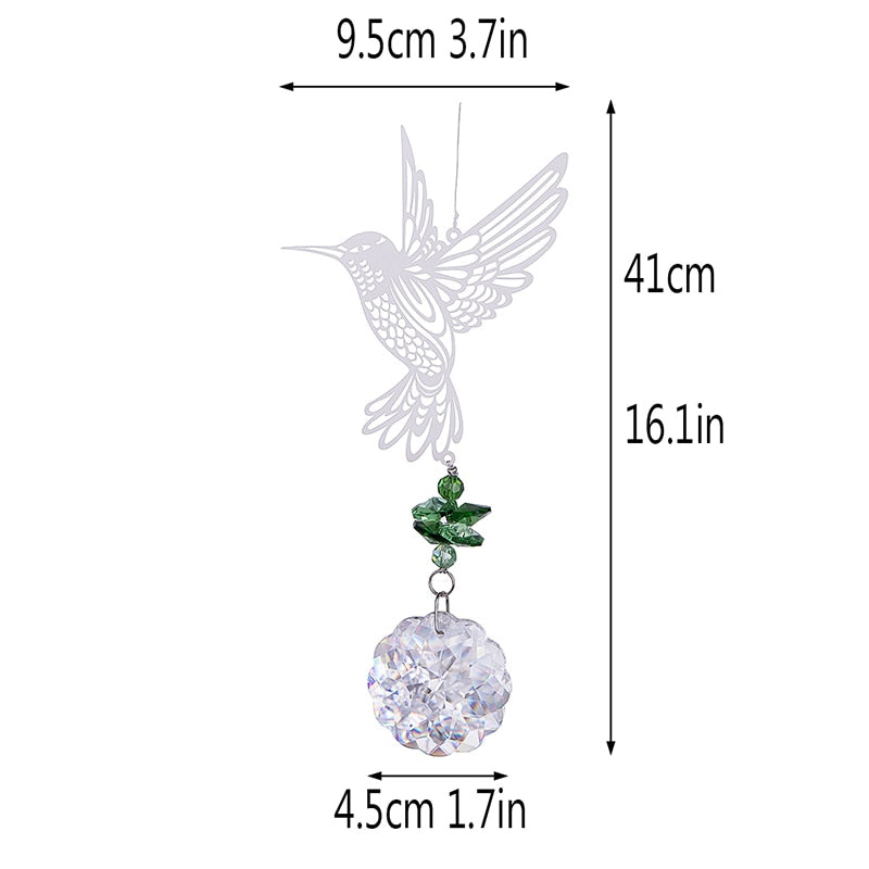 Crystal Flower Prism Suncatcher Hummingbird Pendant