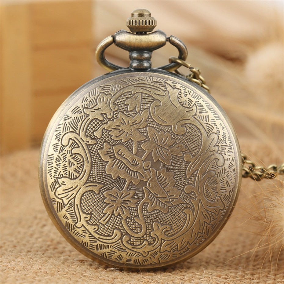 Elegance Flowers Bronze Hollow Hunter Pocket Watch