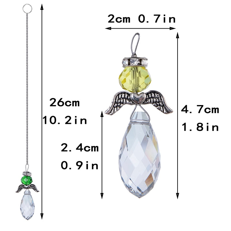 Hanging Crystal Guardian Angel Stained Glass Suncatcher