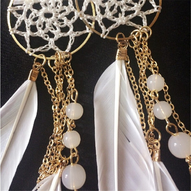 Long Design Dream Catcher Drop Earrings