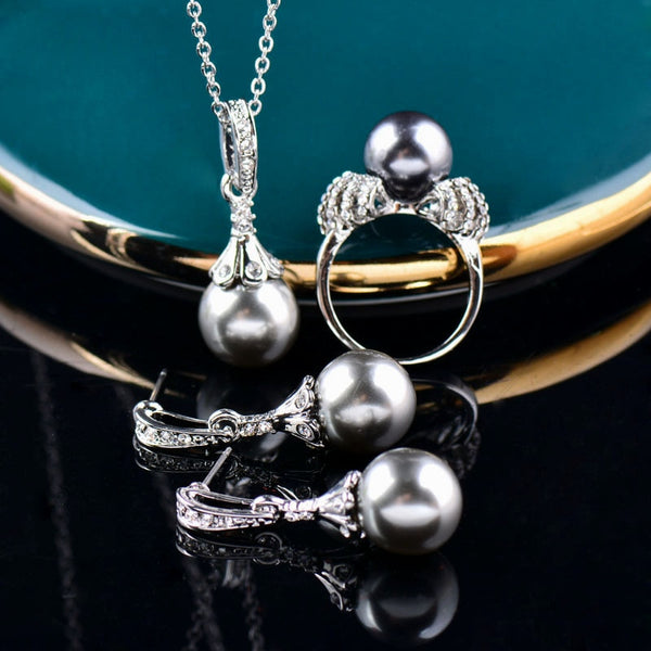 Conjunto de joyas de boda con perlas de imitación vintage