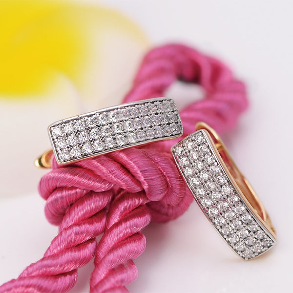 Pendientes de aro con microcircón dorado para mujer