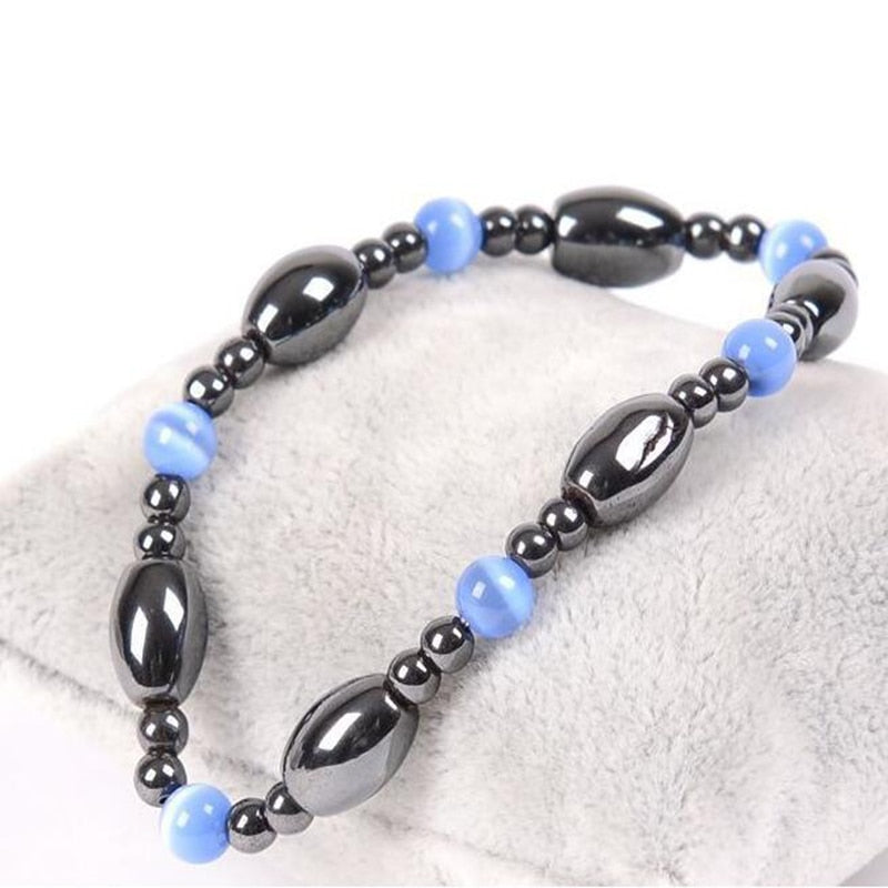 Black Stone Blue Cat Eye  Bracelet