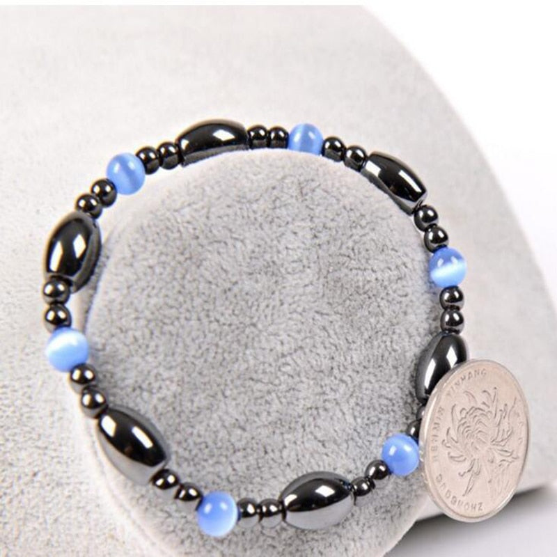 Black Stone Blue Cat Eye  Bracelet