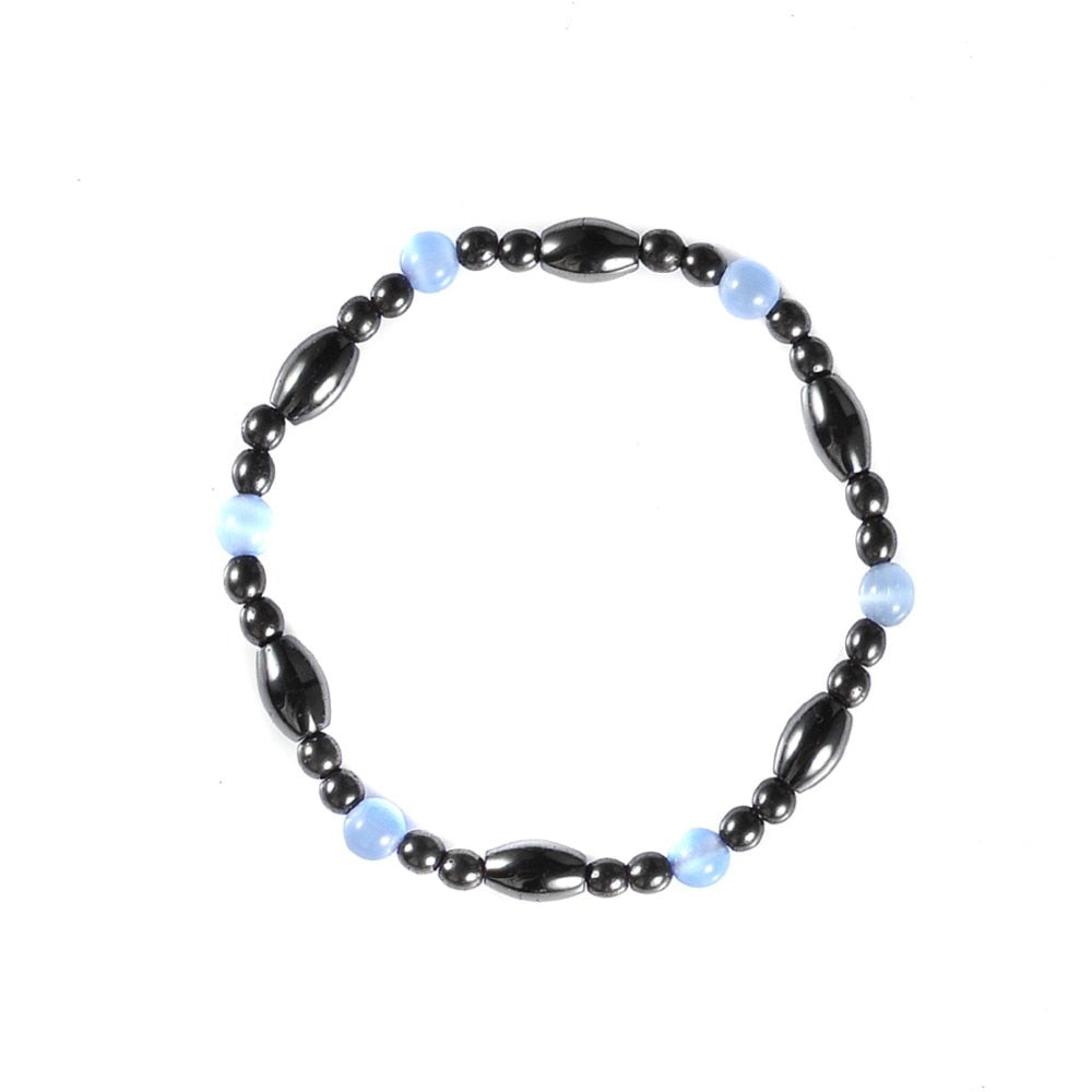 Black Stone Blue Cat Eye  Bracelet