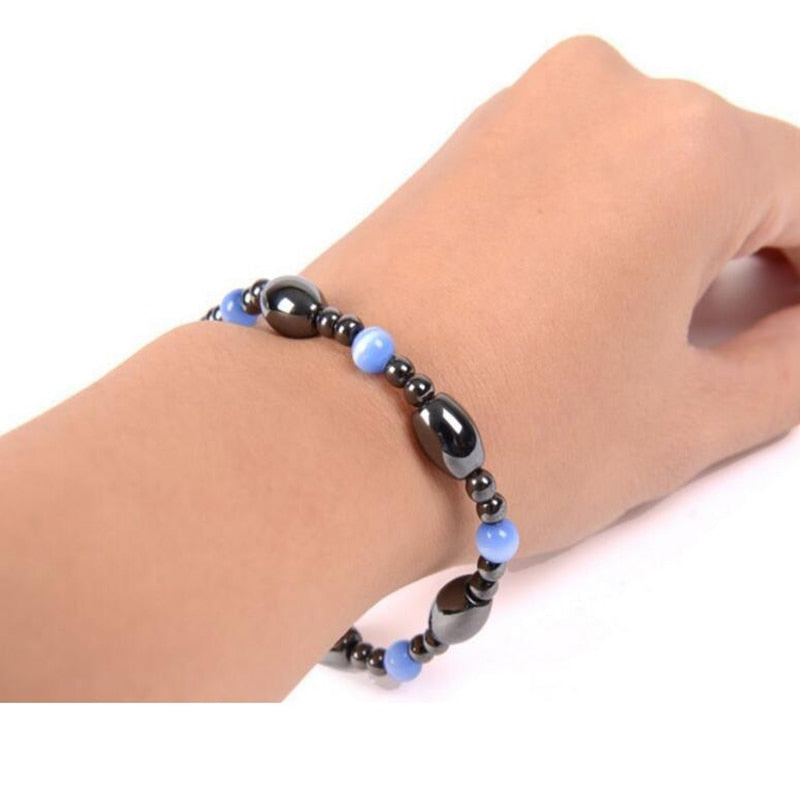 Black Stone Blue Cat Eye  Bracelet