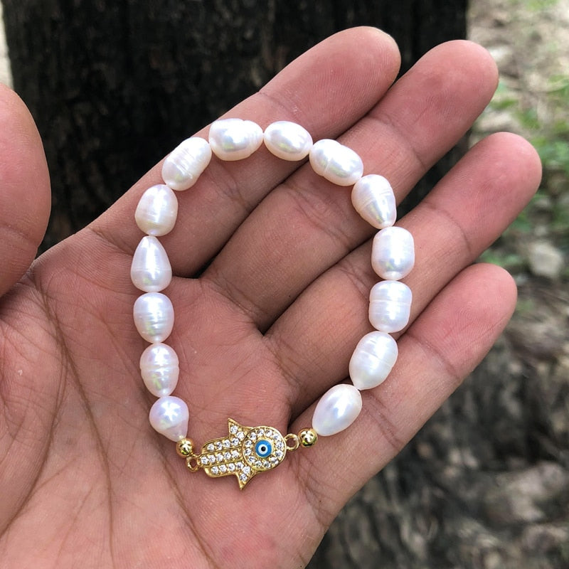 Natural Freshwater Pearl Turkish Eye Bracelets