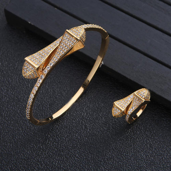 Luxury 2PCS Dubai Bangle Ring Set