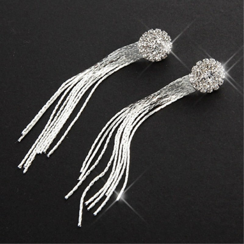 Personality Temperament Crystal Tassel Earrings