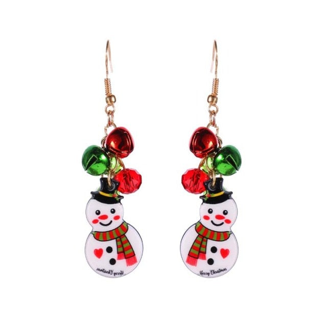 New Christmas Earrings Crystal Snowman Jewelry Christmas