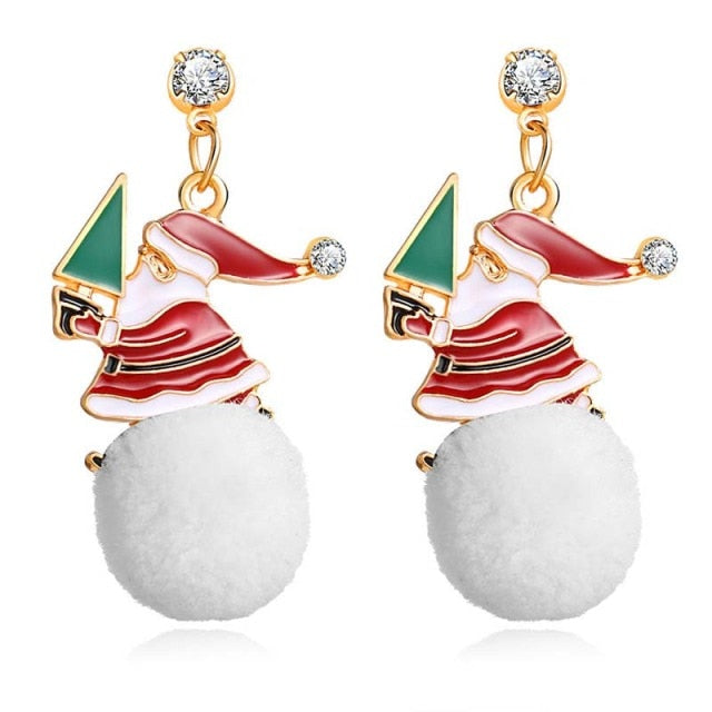 New Christmas Earrings Crystal Snowman Jewelry Christmas