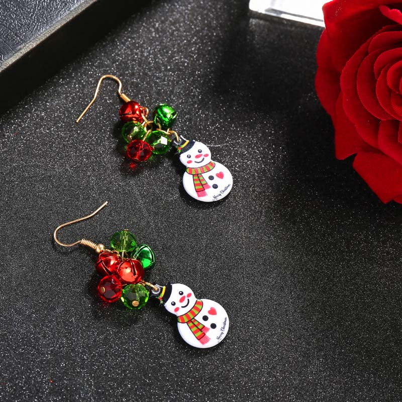 New Christmas Earrings Crystal Snowman Jewelry Christmas