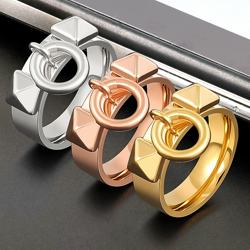 Stainless Steel Punk Rings Jewelry Set