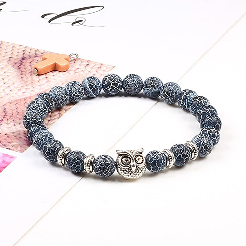 Black Lava Tiger Eye Weathered Stone Bracelets