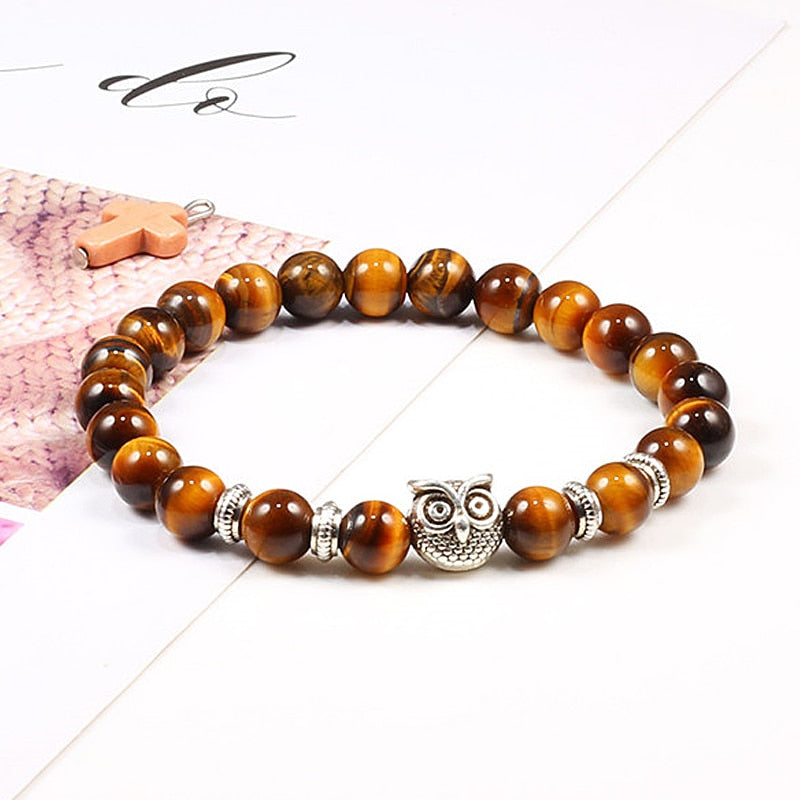Black Lava Tiger Eye Weathered Stone Bracelets