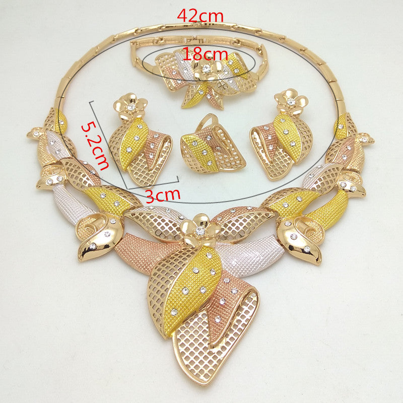 dubai Neckace Bracelet Earring Ring for Women Party Jewelry sets