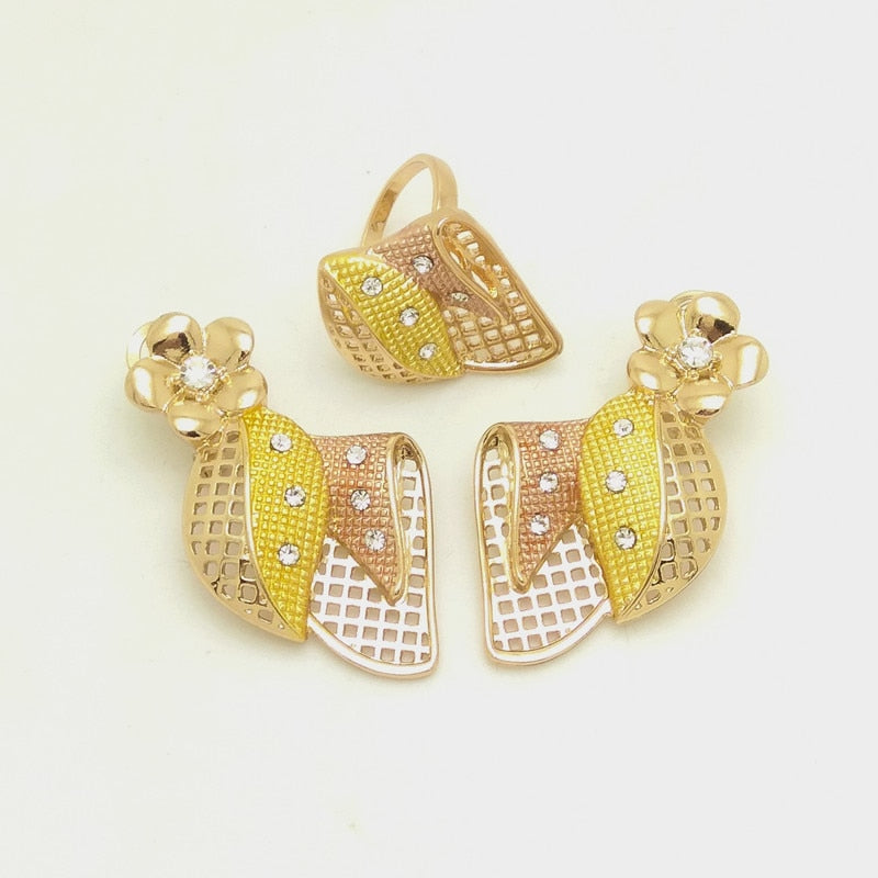 dubai Neckace Bracelet Earring Ring for Women Party Jewelry sets