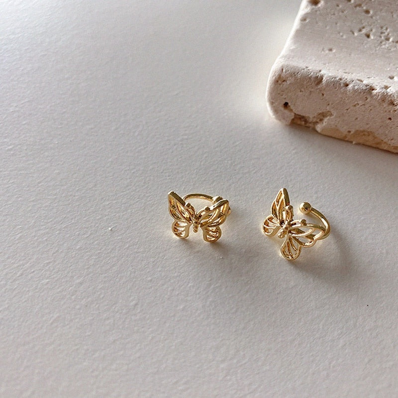 New Fashion Vintage Metal Hollow Butterfly Ear Clips