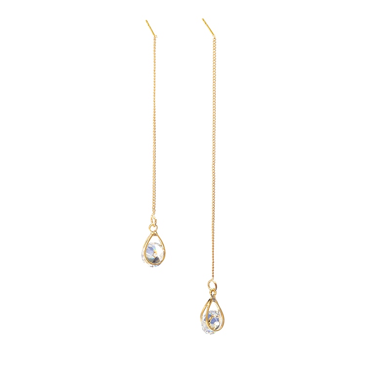 Long Drop Rhinestone Tassel Dangle Earrings