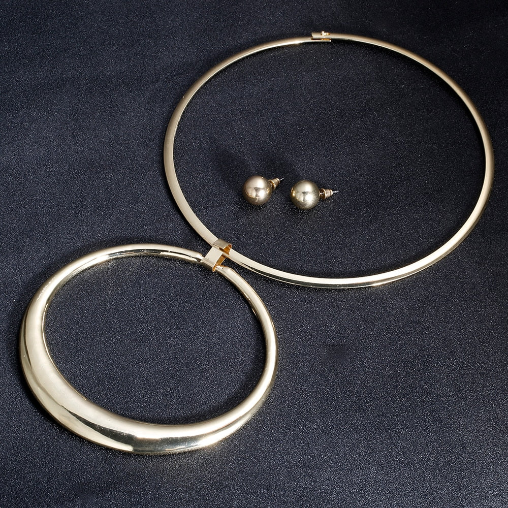 Gold Color Boho Punk Round Circle Jewelry Sets