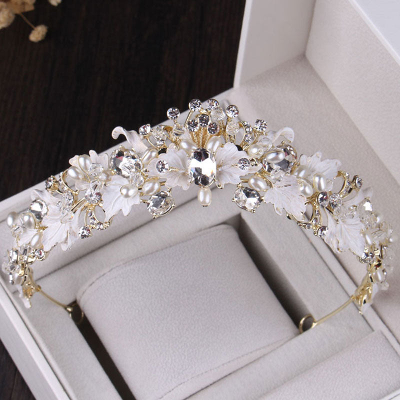 Vintage Gold Crystal Leaf Pearls Costume Jewelry Sets