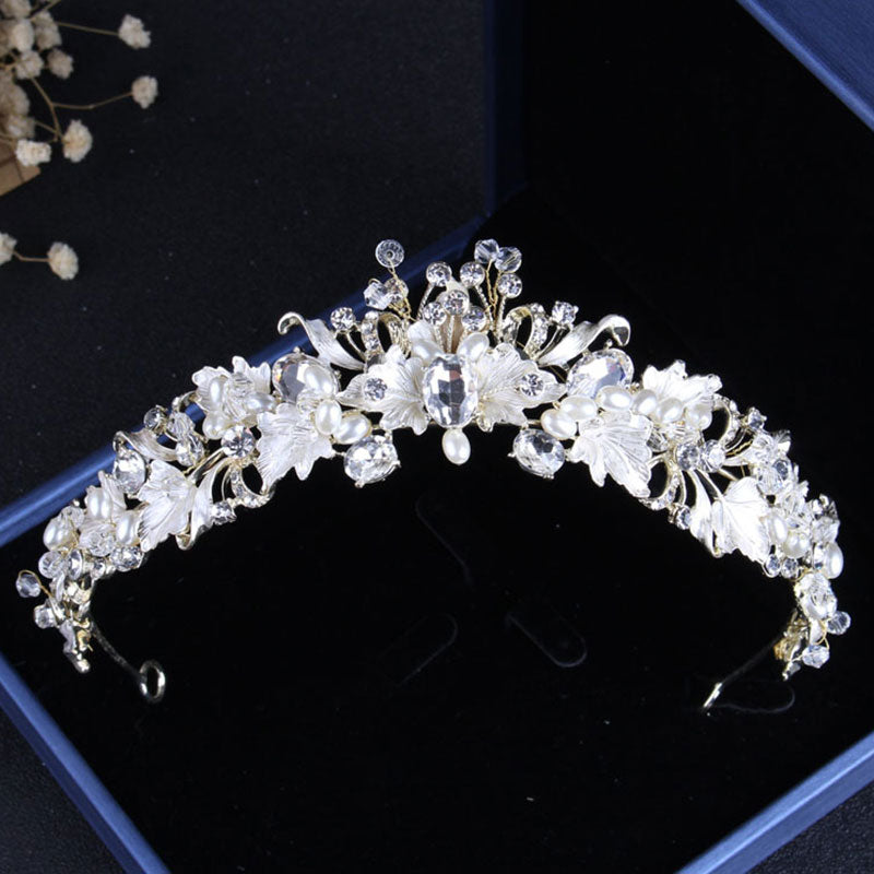 Vintage Gold Crystal Leaf Pearls Costume Jewelry Sets