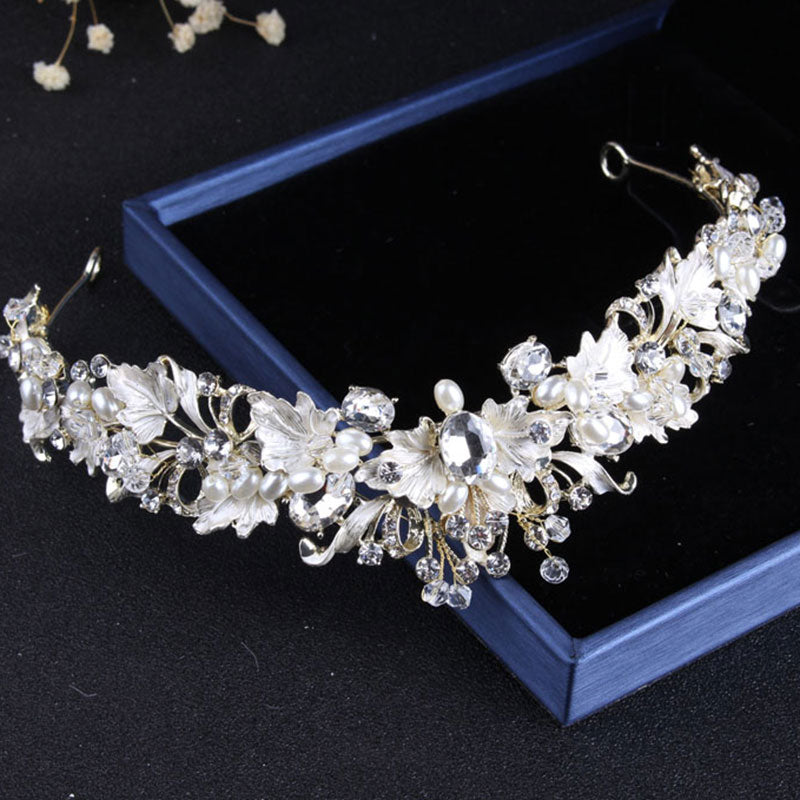 Vintage Gold Crystal Leaf Pearls Costume Jewelry Sets
