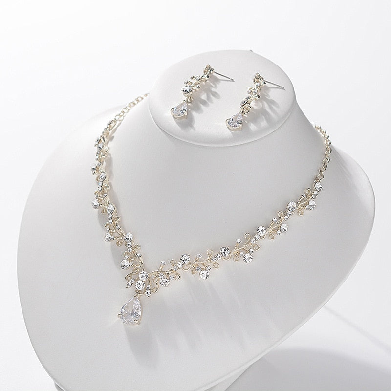 Vintage Gold Crystal Leaf Pearls Costume Jewelry Sets