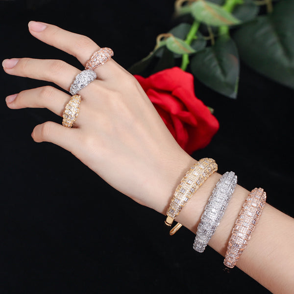Mirco Pave Cubic Zirconia Rose White Gold Color Dubai Women