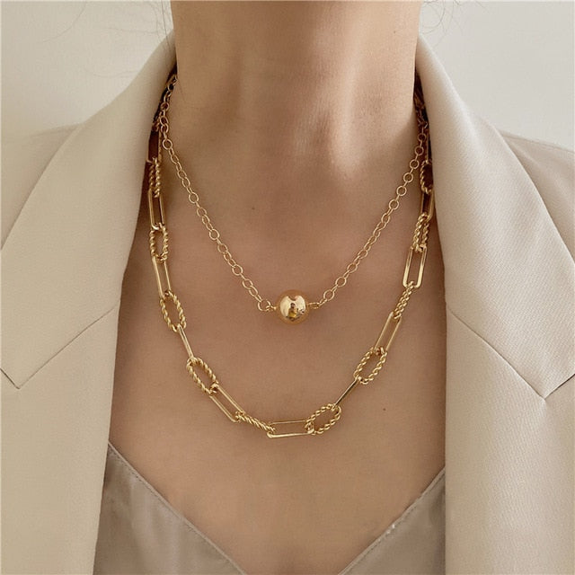 Mixed Linked Circle Necklaces