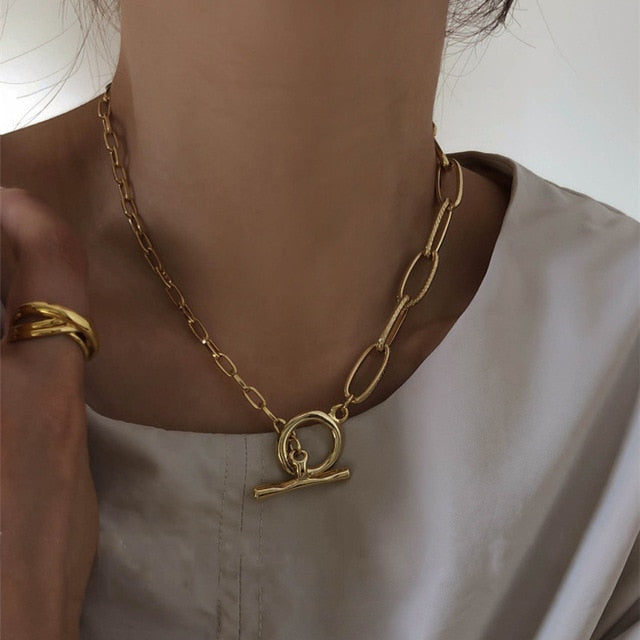 Mixed Linked Circle Necklaces