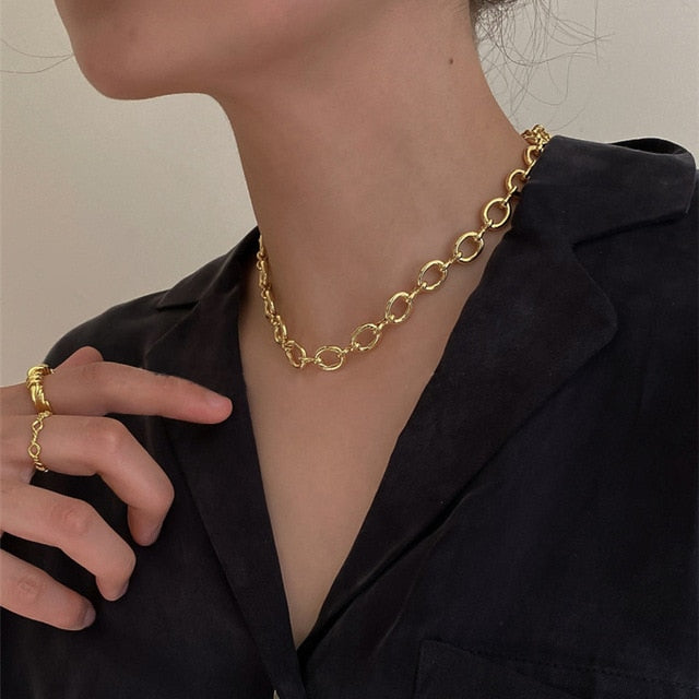 Mixed Linked Circle Necklaces