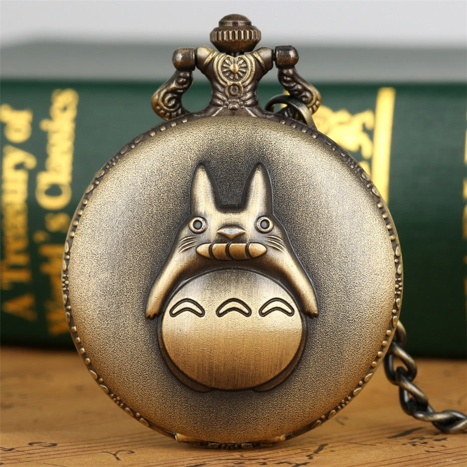 Vintage Japanese Anime Pendant Necklace Bronze Quartz Pocket Watch
