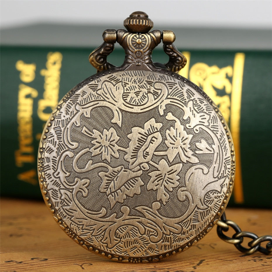 Vintage Japanese Anime Pendant Necklace Bronze Quartz Pocket Watch