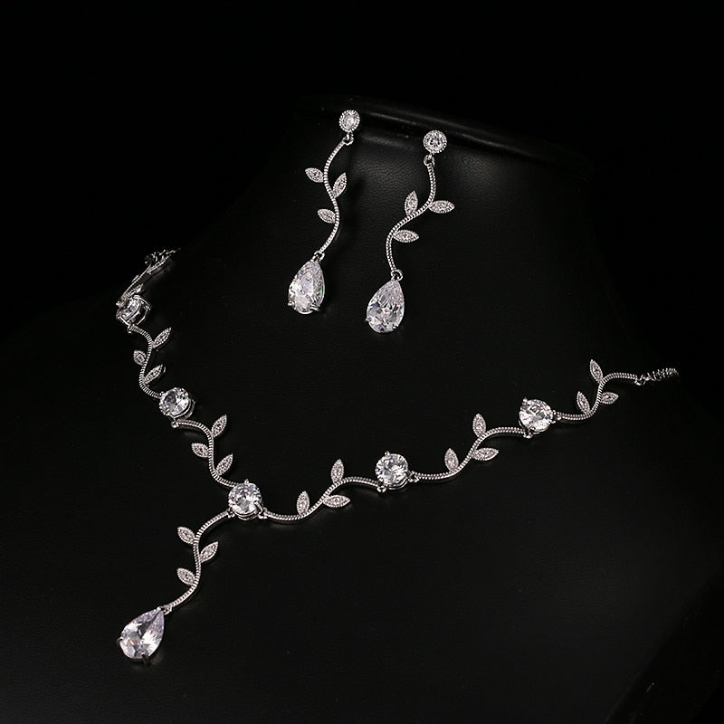 Rose Gold Color Zircon Crystal Bridal Jewelry Sets