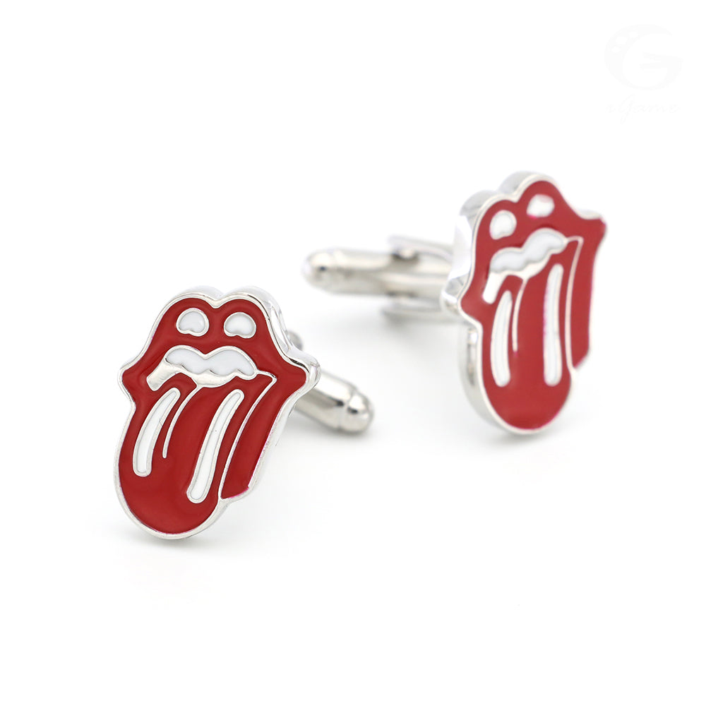 Rock And Roll Design Red Lip Cufflinks