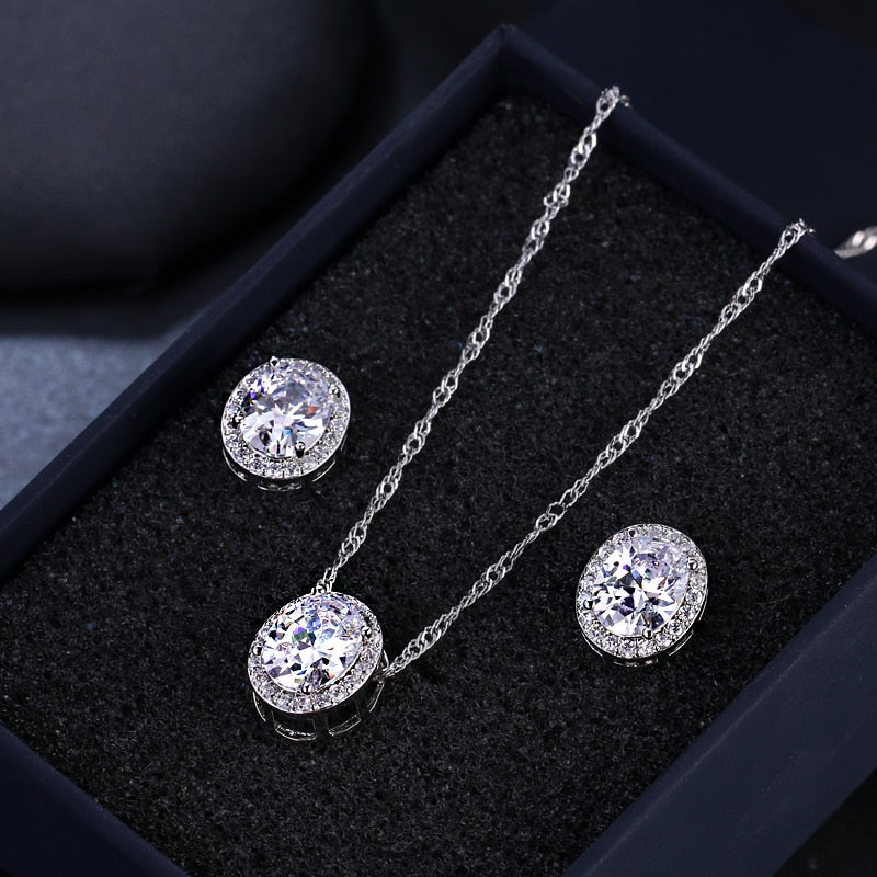 Oval Cubic Zirconia Wedding Jewelry Sets