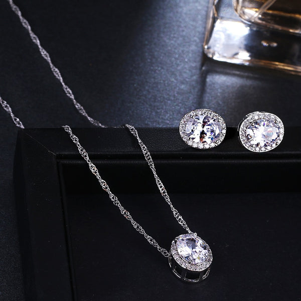 Oval Cubic Zirconia Wedding Jewelry Sets