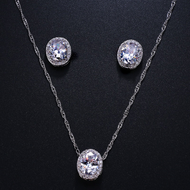 Oval Cubic Zirconia Wedding Jewelry Sets